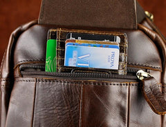 Leather Mens Sling Bag One Shoulder Backpack Chest Bag Sling Backpack for men - imessengerbags