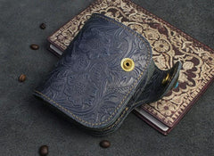 Handmade Leather Floral Mens Cool Biker Wallet Leather Wallet Men billfold Wallets Bifold for Men - imessengerbags