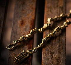 Brass Biker Trucker SKull God Hand Keychain Wallet Chain for Chain Wallet Biker Wallet Trucker Wallet
