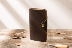 Vintage Slim long Wallets Leather Mens Coffee Wallet Long Wallet for Men - imessengerbags