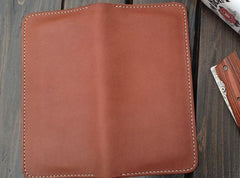 Handmade Leather Wallet Mens Clutch Wallet Cool Wallet Long Wallets for Men - imessengerbags