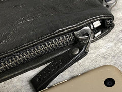 Genuine Leather Mens Clutch Cool Slim Wallet Zipper Clutch Wristlet Wallet for Men - imessengerbags