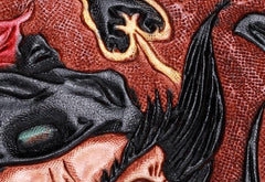 Handmade Leather Mens Clutch Wallet Cool Zhong Kui Tooled Wallet Long Zipper Wallets for Men - imessengerbags