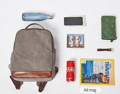 Cool Canvas Leather Mens Backpack Canvas Travel Bag Canvas School Bag for Men