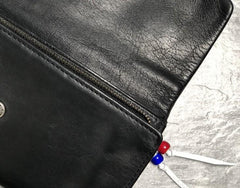 Handmade Genuine Leather Mens Clutch Cool Slim Wallet Zipper Clutch Wristlet Wallet for Men - imessengerbags