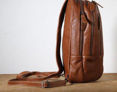 Genuine Leather Mens Cool Chest Bag Sling Bag Crossbody Bag Travel Bag Hiking Bag for men