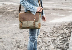 Leather Canvas Messenger Bags for men Vintage Shoulder Bag for men - imessengerbags
