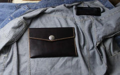 Handmade Leather Mens Large Clutch Wallet Wristlet Wallet iPad Case