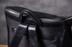 Genuine Leather Mens Cool Backpack Sling Bag Large Black Travel Bag Hiking Bag for men