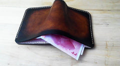 Handmade Vintage Leather Mens Slim Small Wallets for Men - imessengerbags