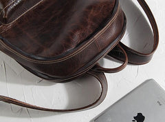 Genuine Leather Mens Cool Backpack Sling Bag Large Black Travel Bag Hiking Bag for men