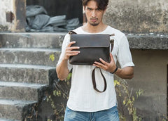 Vintage Leather Small Mens Cool Messenger Bags Small Shoulder Bag for Men