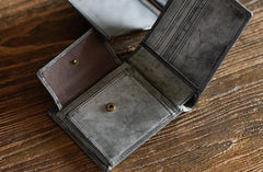 Genuine Leather Mens Cool billfold Leather Wallet Men Small Wallets Bifold for Men - imessengerbags