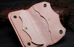 Handmade Leather Mens Tooled Floral Clutch Wallet Cool Wallet Long Wallets for Men Women - imessengerbags
