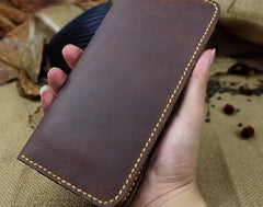 Handmade Leather Mens Cool Travel Long Wallet Card Holder Card Slim Clutch Wallets for Men - imessengerbags