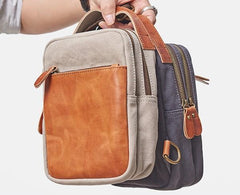Cool Gray Canvas Leather Mens Sling Bag Chest Bag One Shoulder Pack for men - imessengerbags