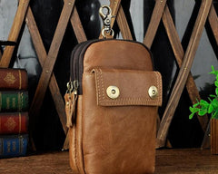Leather Mens WAIST POUCH with Belt Loop Cell Phone Holster Belt Pouch for Men - imessengerbags
