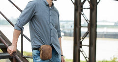 Leather Belt Pouch Phone Cases Mens Waist Bag Shoulder Bag for Men