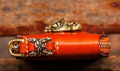 Handmade Leather Tibetan Tooled Mens billfold Wallet Cool Chain Wallet Biker Wallet for Men