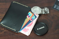 Black Leather Mens Slim Front Pocket Wallet Leather Small Wallets  for Men - imessengerbags
