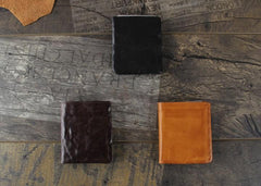 Handmade Genuine Leather Mens Cool Slim Leather Wallet Men Small Wallets Bifold for Men - imessengerbags