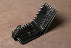 Handmade Leather Mens Cool Slim Leather Wallet Card Wallet Holders Men Small Wallets Bifold for Men - imessengerbags