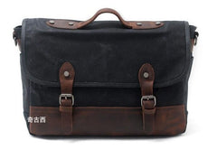 Mens Waxed Canvas Leather Messenger Bag Camera Side Bag Courier Bag for Men