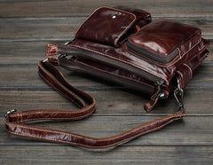 Cool Small Coffee Leather Mens Messenger Bag Shoulder Bag for Men