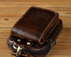 Small Mens Leather Belt Pouch Holster Belt Case Cell Phone Waist Pouch for Men - imessengerbags