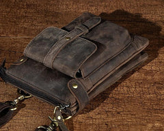 Mens Leather Small COURIER BAG Side Bag Waist Bag Holster Belt Case Belt Pouch for Men - imessengerbags