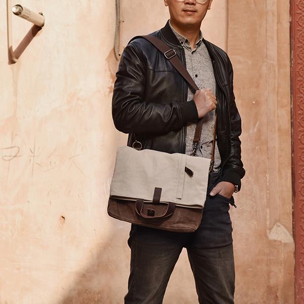 Mens Canvas Cool Side Bag Messenger Bag Canvas Handbag Canvas Tote for Men