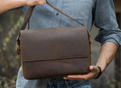 Cool Leather Coffee  Mens Messenger Bags Vintage Shoulder Bags  for Men