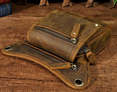 Mens Leather Biker Drop Leg Bag Waist Bag Belt Pouch Pack Side Bag for Men