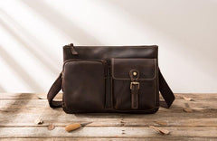 Vintage Leather Mens Cool Messenger Bag Shoulder Bags  for Men