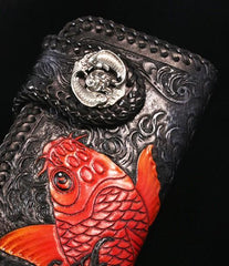Handmade Leather Carp Mens Chain Biker Wallet Cool Leather Wallet With Chain Wallets for Men - imessengerbags