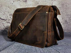 Brown Leather Mens SIDE BAG COURIER BAG Messenger Bag Shoulder Bag for Men