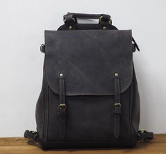 Vintage Mens Leather 15inch Laptop Backpack Leather School Backpack Travel Backpack for Men - imessengerbags