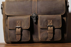 Handmade Leather Mens Cool Messenger Bag Work Bag Backpack Travel Bag Briefcase Bag for men