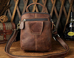 Mens Leather Small Side Bag COURIER BAG Waist Bag Holster Belt Case Belt Pouch for Men