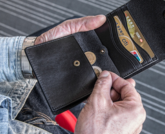 Genuine Leather Mens Cool billfold Leather Wallet Men Small Wallets Bifold for Men - imessengerbags