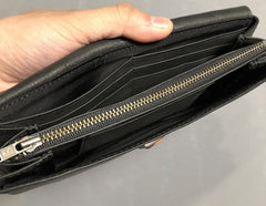 Handmade Genuine Leather Mens Cool Long Leather Wallet Phone Wallet Clutch Wallet for Men - imessengerbags