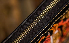 Handmade Leather Mens Tooled Monster Chain Biker Wallet Cool Leather Wallet Long Clutch Wallets for Men - imessengerbags