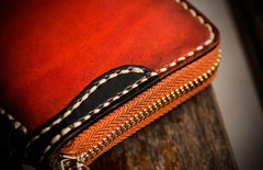 Handmade Leather Tibetan Mens Chain Biker Wallet Cool Leather Wallet Long Clutch Wallets for Men