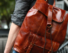 Handmade Leather Mens Backpacks Travel Backpacks Laptop Backpack for men