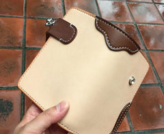 Handmade Leather Biker Wallet Mens Cool Short Chain Wallet Trucker Wallet with Chain