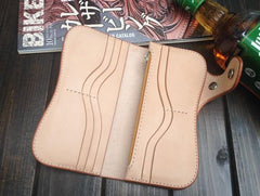 Handmade Leather Biker Wallet Tooled Floral Mens Cool Chain Wallet Trucker Wallet with Chain