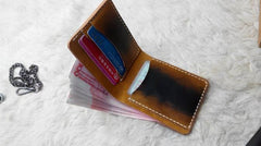 Black Leather Mens Bifold Small Wallet Leather Small Wallets for Men - imessengerbags