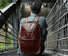 Vintage Leather Mens Backpack Travel Backpack School Backpacks for men