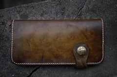 Handmade Mens Vintage Leather Long Biker Wallet Cool Long Chain Wallet for Men - imessengerbags