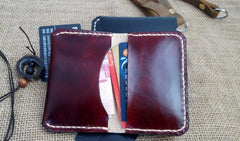 Leather Mens Slim Front Pocket Bifold Small Wallets Card Wallet for Men - imessengerbags